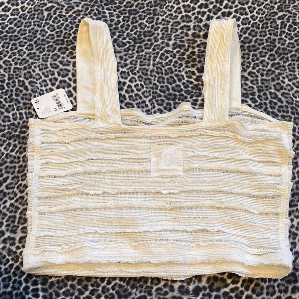 Free People Movement Femme Tank Cropped Bra Bralette Ivory Sz M NWT - Picture 5 of 5